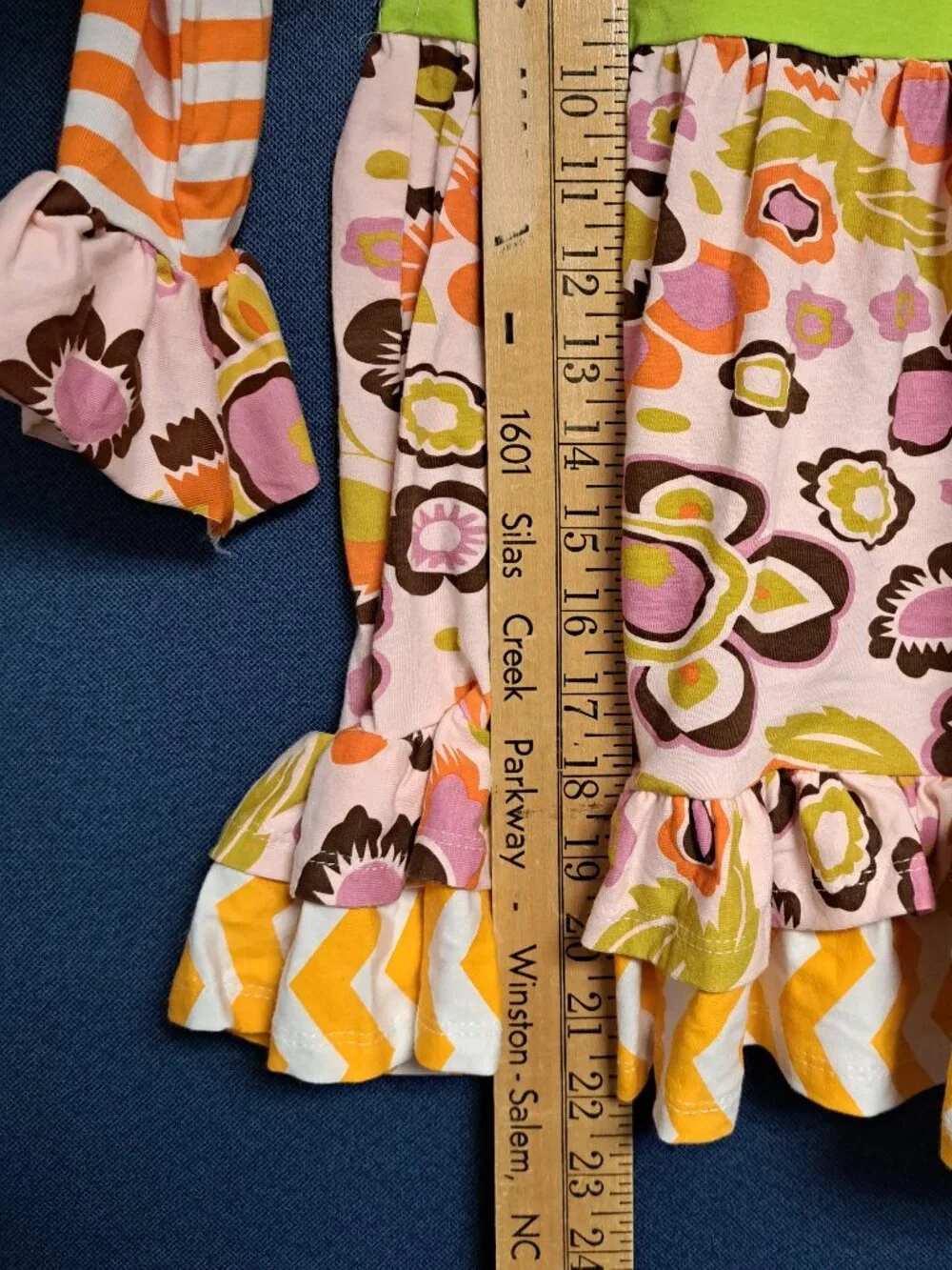CUTE FALL HALLOWEEN STRIPED PRINT GIRLS TUNIC TOP SIZE 120 5/6 W RUFFLES SOFT
